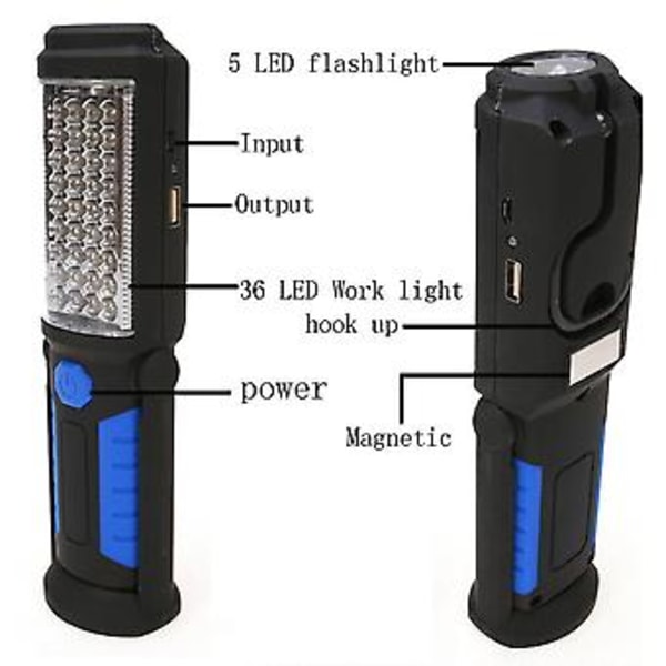 LED COB Käsivalaisin Ladattava Autotalli Tarkastuslamppu Magneettivalo (Punainen)