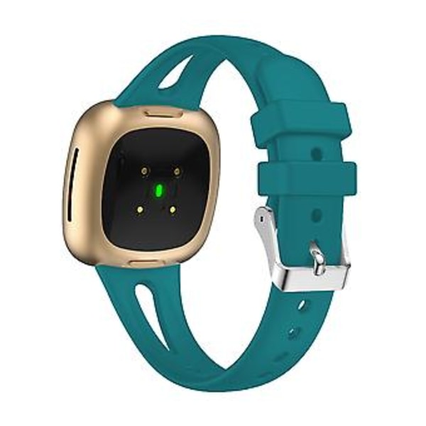 Til Fitbit Versa 3 / 4 Silikon Urrem S (Rock Cyan)