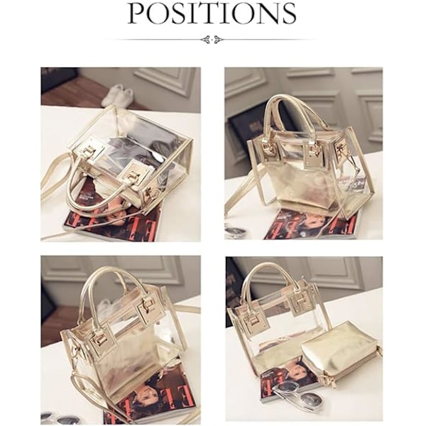 2 st Kvinnors Transparent Jelly Tote Strandväska Crossbody Transparent Crossbody Väska