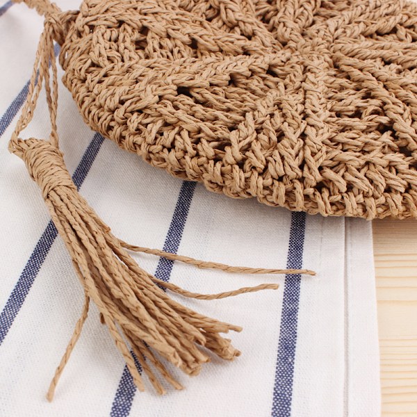 Dam Straw Crossbody Plånbok Strand Handvävd Axelväska med F