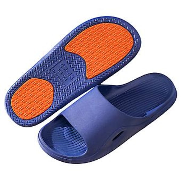 Flerfarvede skridsikre hjemmesko til husholdningsbrug, bløde og komfortable hjemmesko til kvinder og mænd (44 45 Navy Blue)