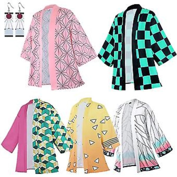 Anime Cosplay Kostume Demon Slayer Kimetsu No Yaiba Haori Kimono Agatsuma Zenitsu Kochou Shinobu Sommerjakke Skjorte Anime Tøj-r (XS P)