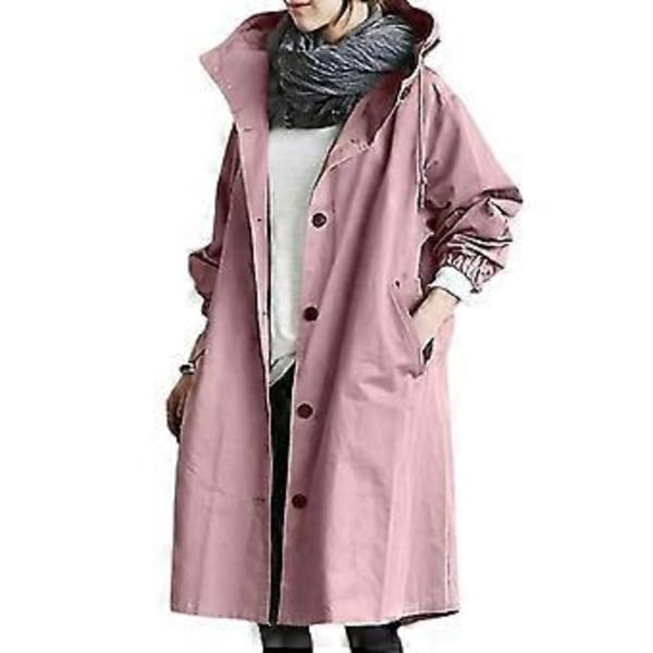 Dame windbreaker jakke afslappet løs knap lommer hætte vind- og vandtæt til udendørs vandreture (XL Army Green)