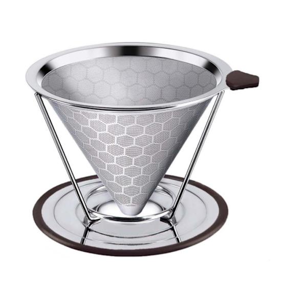 Kaffe filter, permanent kaffefilter papirfri rustfritt stål kaffefilter med dobbelt rustfritt