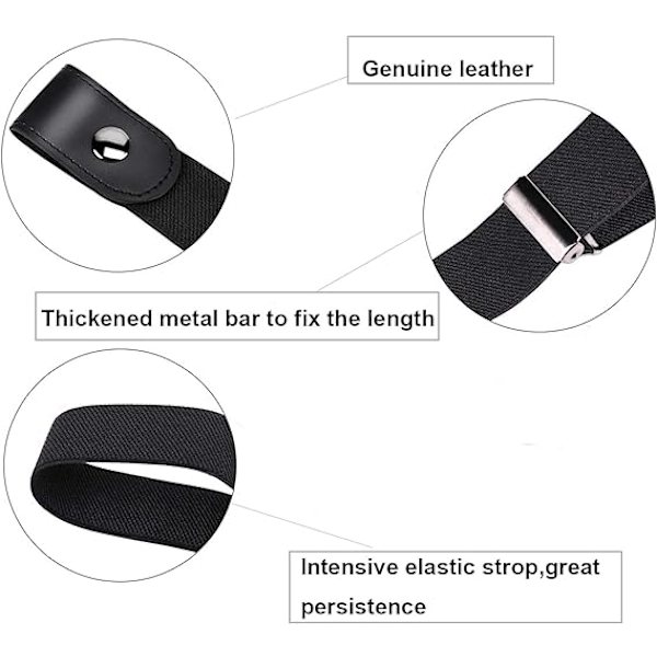 Herrbälte Dam, 1 st elastiskt bälte, osynligt unisex elastiskt bälte, stretchbälte