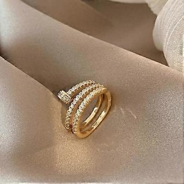 Negl Ring til Kvinder Piger Cubic Zirconia Ringe Delikat Spiralringe KPOP Pegefinger Ring Guld Negl Pegefinger Ringe Justerbare Åbne Ringe Fødselsdag Ch