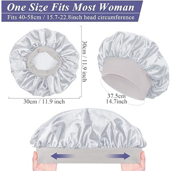 2 stk. Satin Nat Hår Bonnet, Satin Nat Cap, Silke Nat Hai