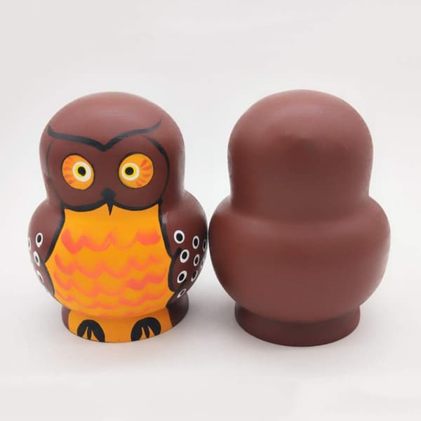 Ugglor Ryska Nesting Dolls 10 Lager Trä Matryoshka Leksaker Anima