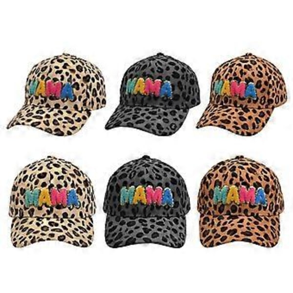 Baseballkasket til kvinder Mama Mom 3D Patch Broderet Justerbar Snapback Trucker Hat (Grå leopardprint)