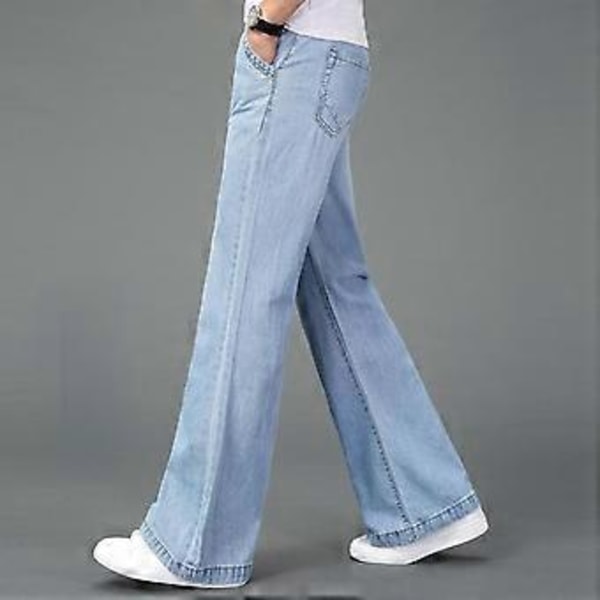 Nye Tynde Sommer Herre Flare Jeans Høj Talje Lange Flare Jeans til Mænd Jeans Hommes Bell Bottom Jeans Mænd (32 mørkeblå)