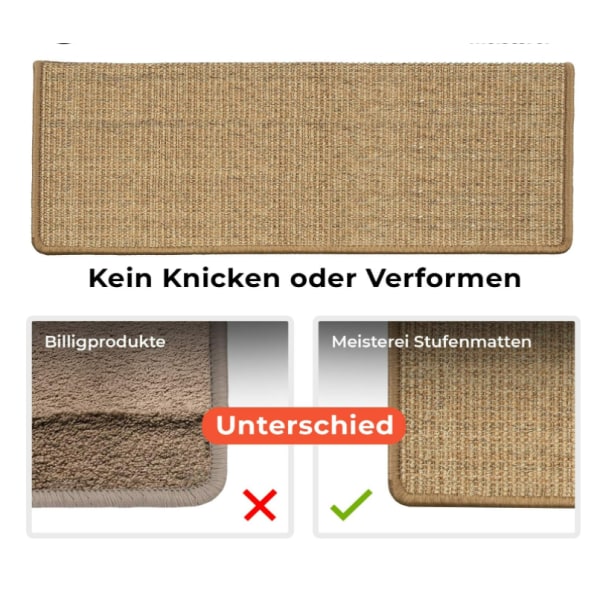Sisal trappstegmattor inomhus 1 st eckig (kork, med läpp 65 x 24 cm)