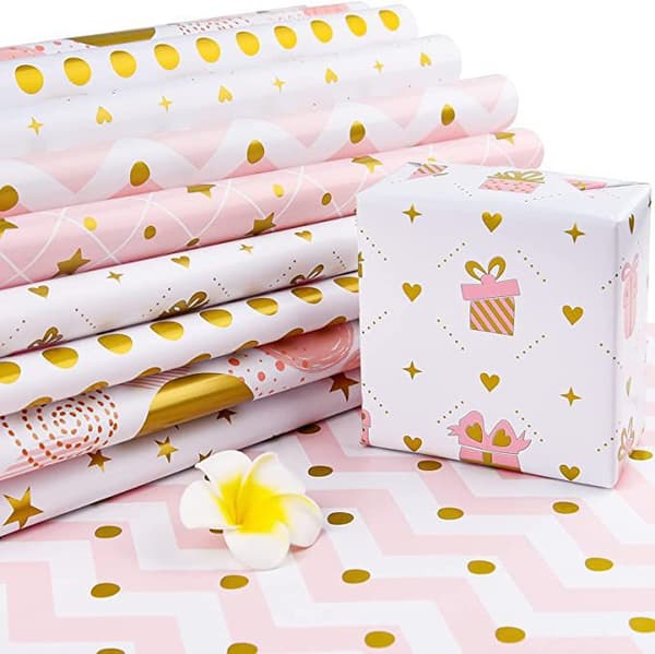 4 rosa gavepapir, gavepapir til bursdager, Gi