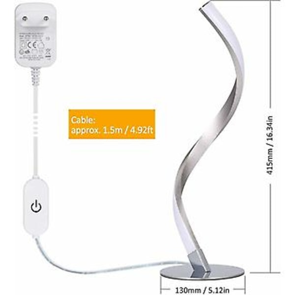 LED Spiral Bordlampe 3000K Varmt Hvid Natlampe til Soveværelse (Kold Hvid, Naturligt Lys, Varmt Hvid)
