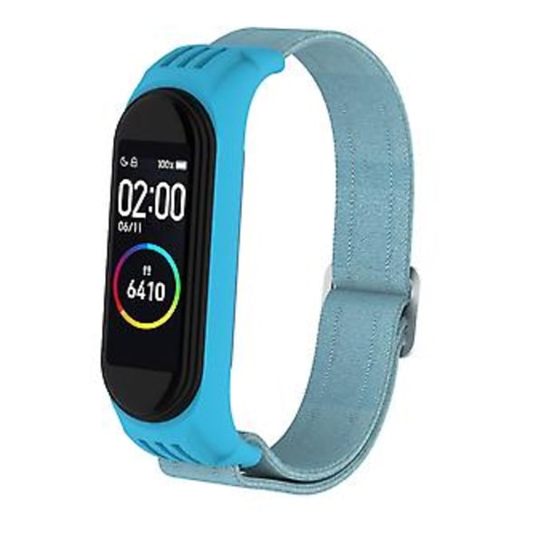 Til Xiaomi Mi Band 3 / 4 / 5 Twill 8-formet Spænde Urrem (Lyseblå)