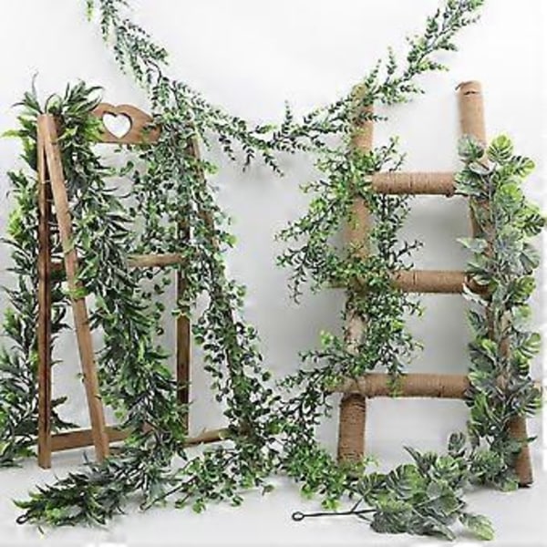 Kunstige vinstokke plastik vægophæng gynge 178 cm babyshower bryllup balkon grøn kunstig guirlande