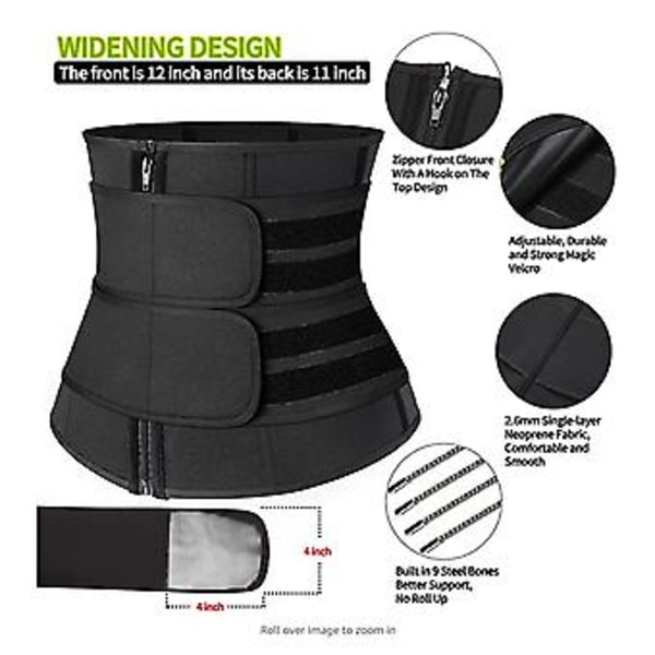 100% Ny, midjetränare Högkvalitativt svettbälte Slim Body Shaper Bastu Gym Shapewear (Grå)