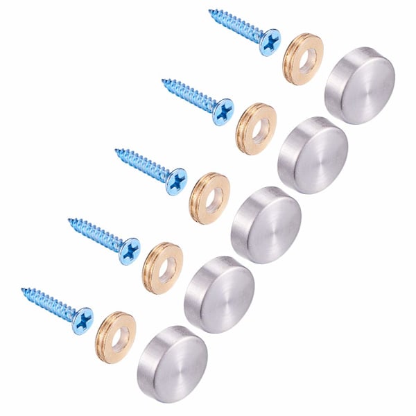 20 Set 16mm Rostfritt Stål Dekorativ Spegelskruv Överdrag