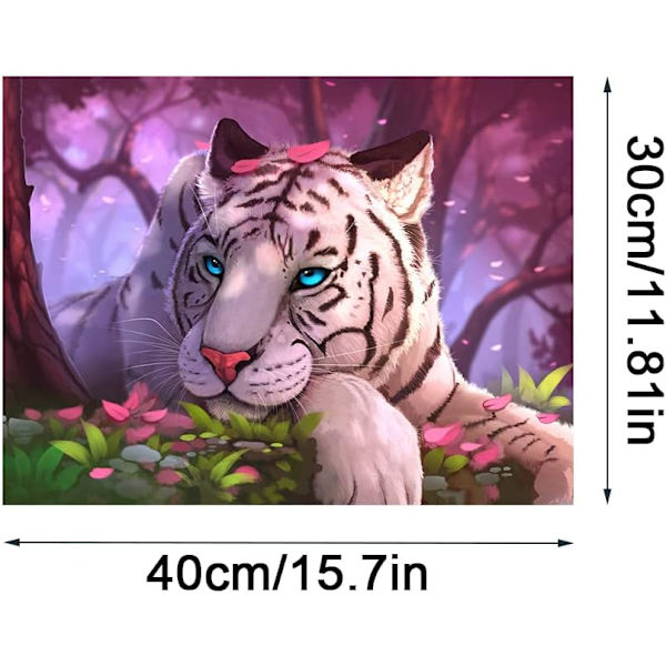 5D Diamantmålningssatser, DIY Tiger Diamantkonstsatser, 30 x 40 cm