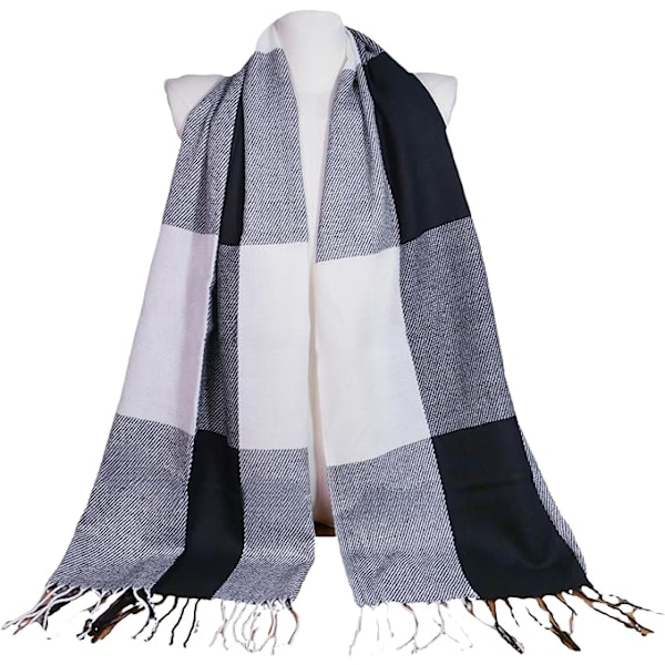 Dametøjsscarf Langt Sjal Vinter Tyk Varmt Strikket Stort Tartan Sjal