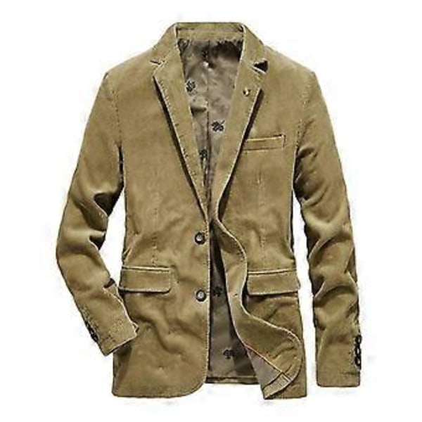 Miesten vakosamettibleiseri, miesten vintage rento työvaate vakosamettipuku bleiseri urheilutakki (3XL Khaki)
