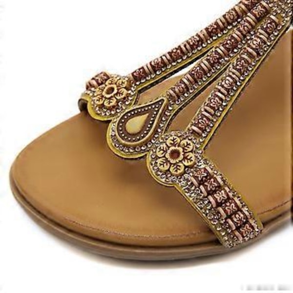 Sommer Nye Damesandaler Elastikbånd Let og Behagelige Sandaler (EU 40 Gul)