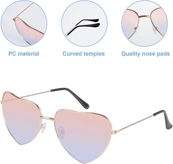 Blå gradient Fashionable retro hjerteformede metalsolbriller i