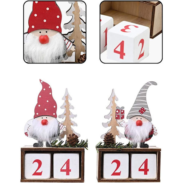 2 stk. træ julekalender, julemandskalender