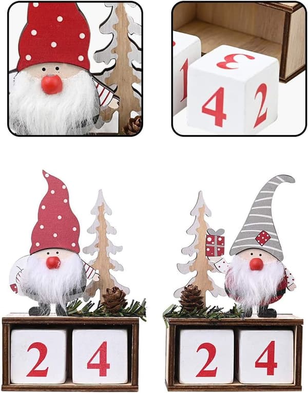 2 stk tre julekalender nedtelling, nissekalender