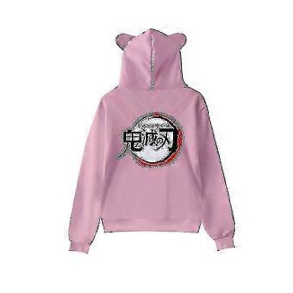 Japansk Anime Demon Slayer Trykk Herre Dame Voksne Bjørneøre Hettegenser Langermet Hettegenser Pullover Topper (M C)