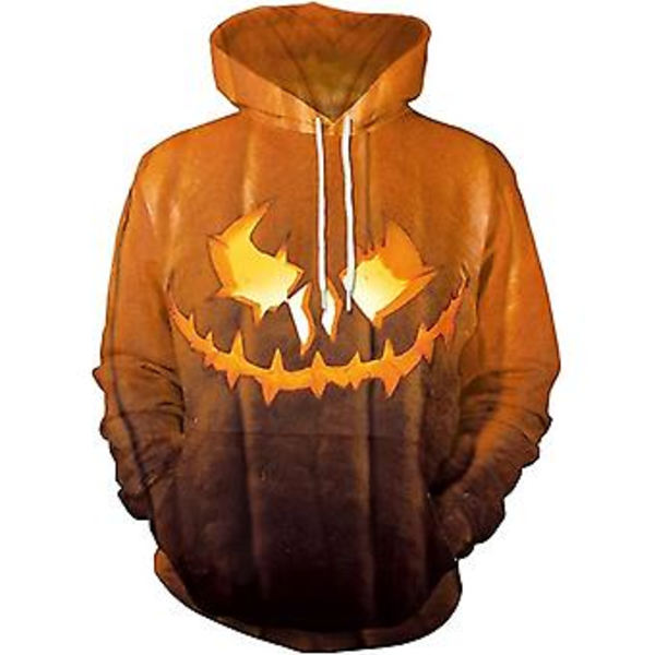Hettegenser for menn med lang erme, Halloween-moro, rund hals, kengurulomme, jul, flerfarget 3D-trykk, jumper, gensere, størrelse