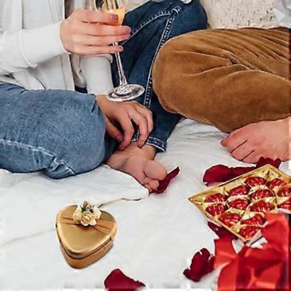 3x Valentinsdag Gaveæsker Hjerteformede Slikæsker, Beholdere Dekor Bryllupsgaveæsker Metal Dåser Æske til Thanksgiving