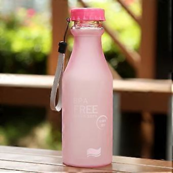 550ml Plast Frostat Vattenflaska Okrossbar Läcksäker BPA-fri Vattenflaska för Yoga Löpning Utomhussporter (Rosa)