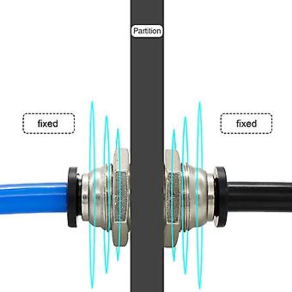 4 st Pneumatiska Kopplingar, Pneumatisk Bulkhead-Koppling, Pneumatisk Snabbkoppling Anslutbar Slangdiameter, Kan Användas för att Fästa och Ansluta Trach