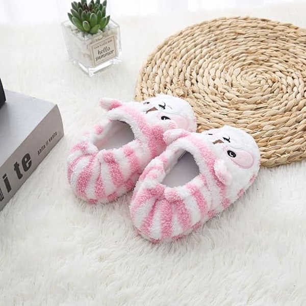 Baby Piges Bløde Plys Hjemmesko Tegneserie Varme Vinter Hjemmesko (Indvendig længde 15,5 cm)