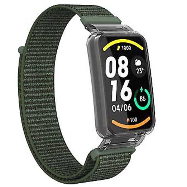 PC-etui + Nylon Loop-rem til Xiaomi Mi Band 7 Pro (Army Grøn)