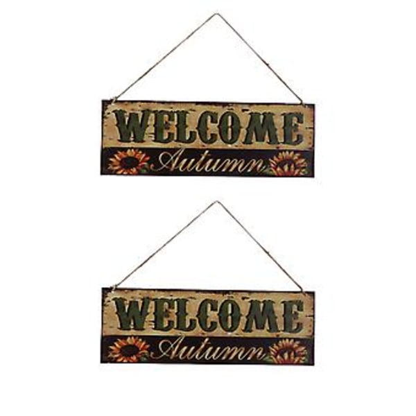 2 st Halloween Solros Trä Välkomstskylt Höst Dekorativ Väggskiva Hängande Ornament för Inomhus Utomhus Dekor