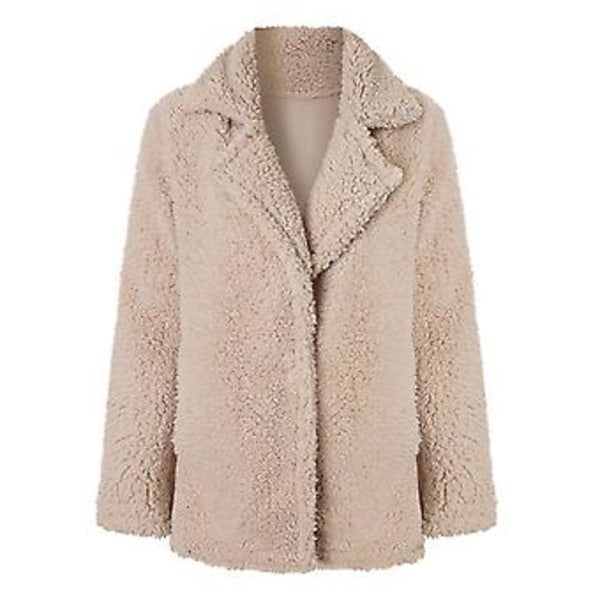 Dam Teddybjörn Fleece Fluffig Jacka Cardigan Kavaj Ytterplagg (L Aprikos)