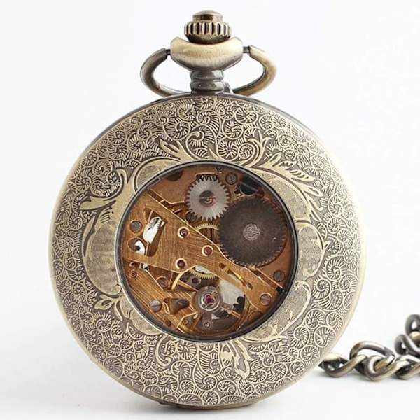 Steampunk Retro Håndoptræk Mekanisk Lommeur med Romertal/Arabisk