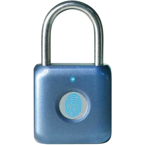 (Blå) Fingeraftrykspadlock Mini Smart Padlock Nøglefri USB-opladning