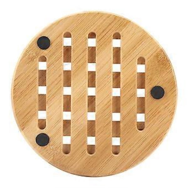 Rund Bambu Kopp Grytunderlägg Diskunderlägg Värmebeständig Bordsmatta Placemat S