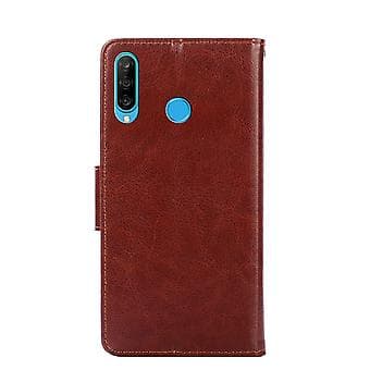 Krystaltekstur PU Læderetui til Huawei P30 Lite (Brun)