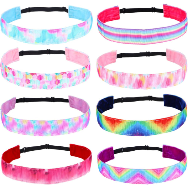 8-Pack Pandebånd Tie Dye Pandebånd Piger Børn Elastiske Bandanas Non