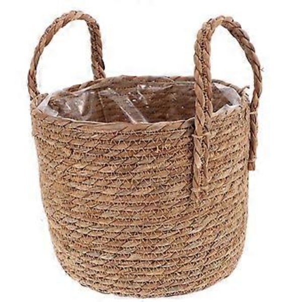 1st Heminredning Retro Förvaring Halm Blomkruka Multifunktionell Blomlåda (25CM)