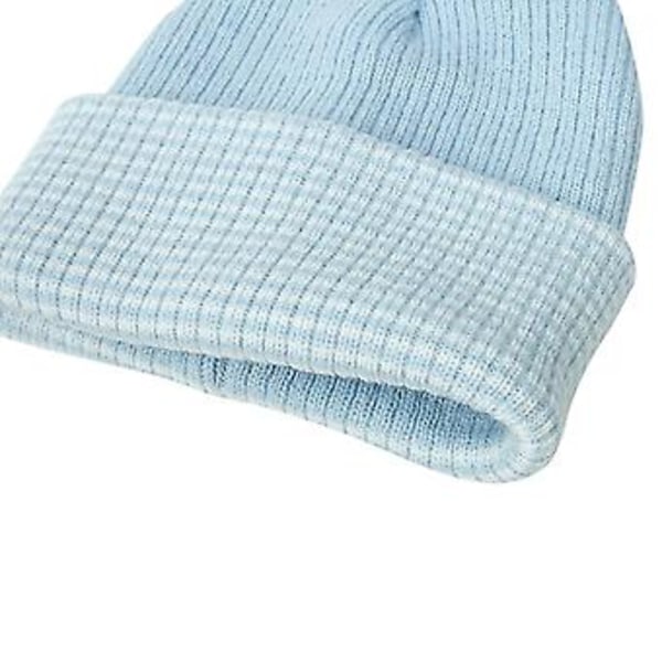 Varm stickad vintermössa för småbarn, pojkar och flickor, med luddig boll och ränder (M rosa och vita ränder)