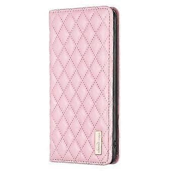 För Redmi Note 14 Pro 5G / Note 14 Pro+ 5G Diamantgitter Magnetiskt Läder Flip Telefonfodral (Rosa)