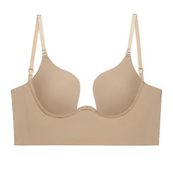 100% Ny, Dam U-formad Rygg Komfort Lyft BH Låg Rygg BH Rygglös BH (38-85AB Beige)
