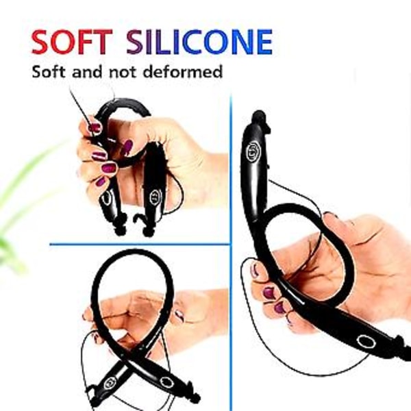 Trådlösa hörlurar Bluetooth 5.0 Headset För iPhone Samsung Android (Svart)