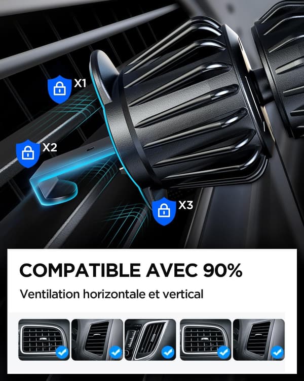 2023 Design til magnetisk biltelefonholder, [ikke-blokerende ventilationsåbning] Universal ventilationsholder til iPhon