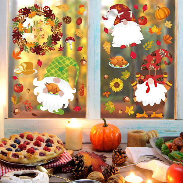 Höstdekoration klistermärke fönsterdekal Thanksgiving dekoration Gl