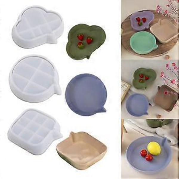 Moln Skål Form Ljus Kopp Behållare Formar Pennhållare Gipsform Blomkruka Cementform Silikon Resin Formar Heminredning (kvadratisk)